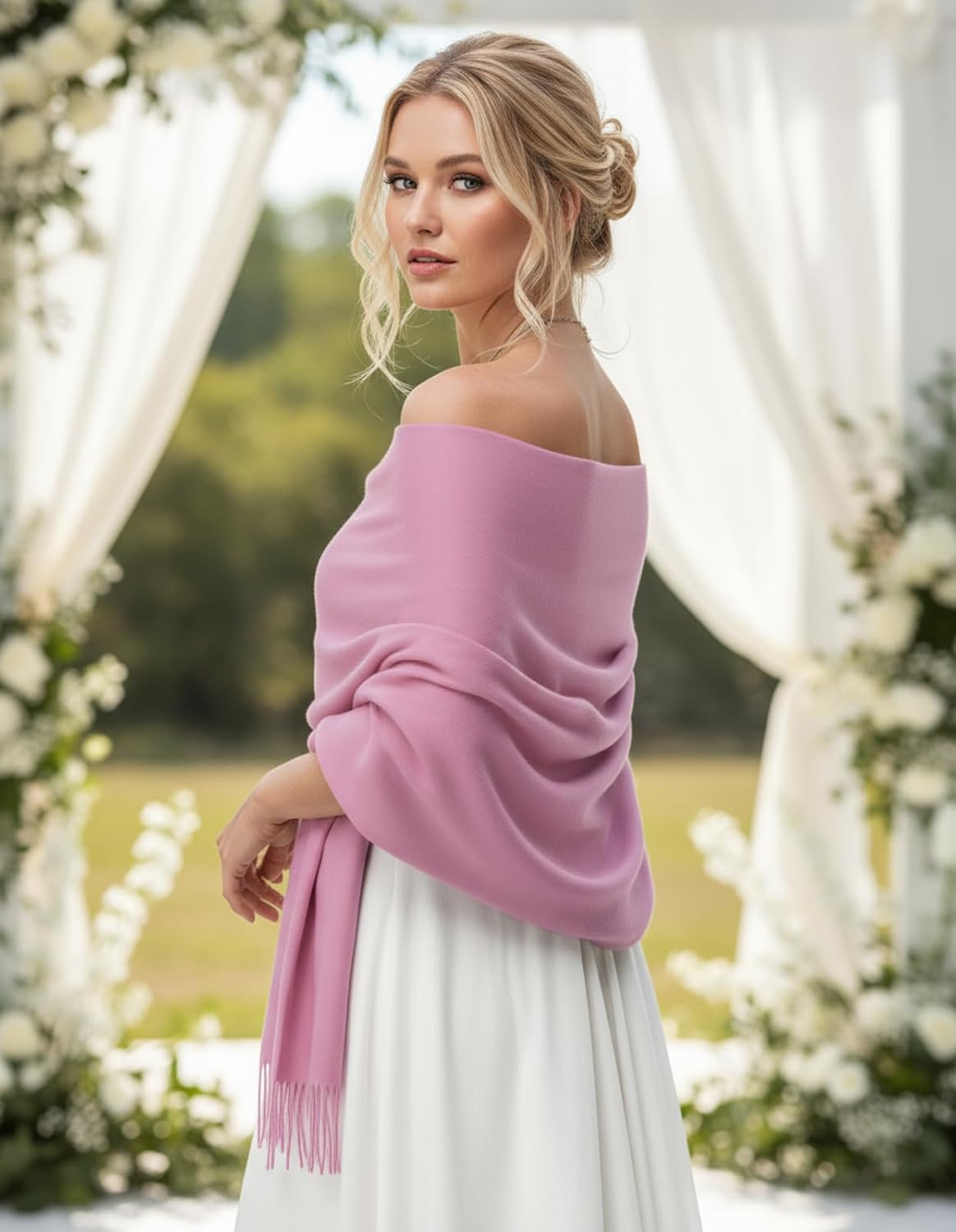 Women's Scarf Pashmina Shawls and Wraps for Evening Dress Wedding Bridal Bridesmaid Winter Warm Long Large Scarves - Colors B