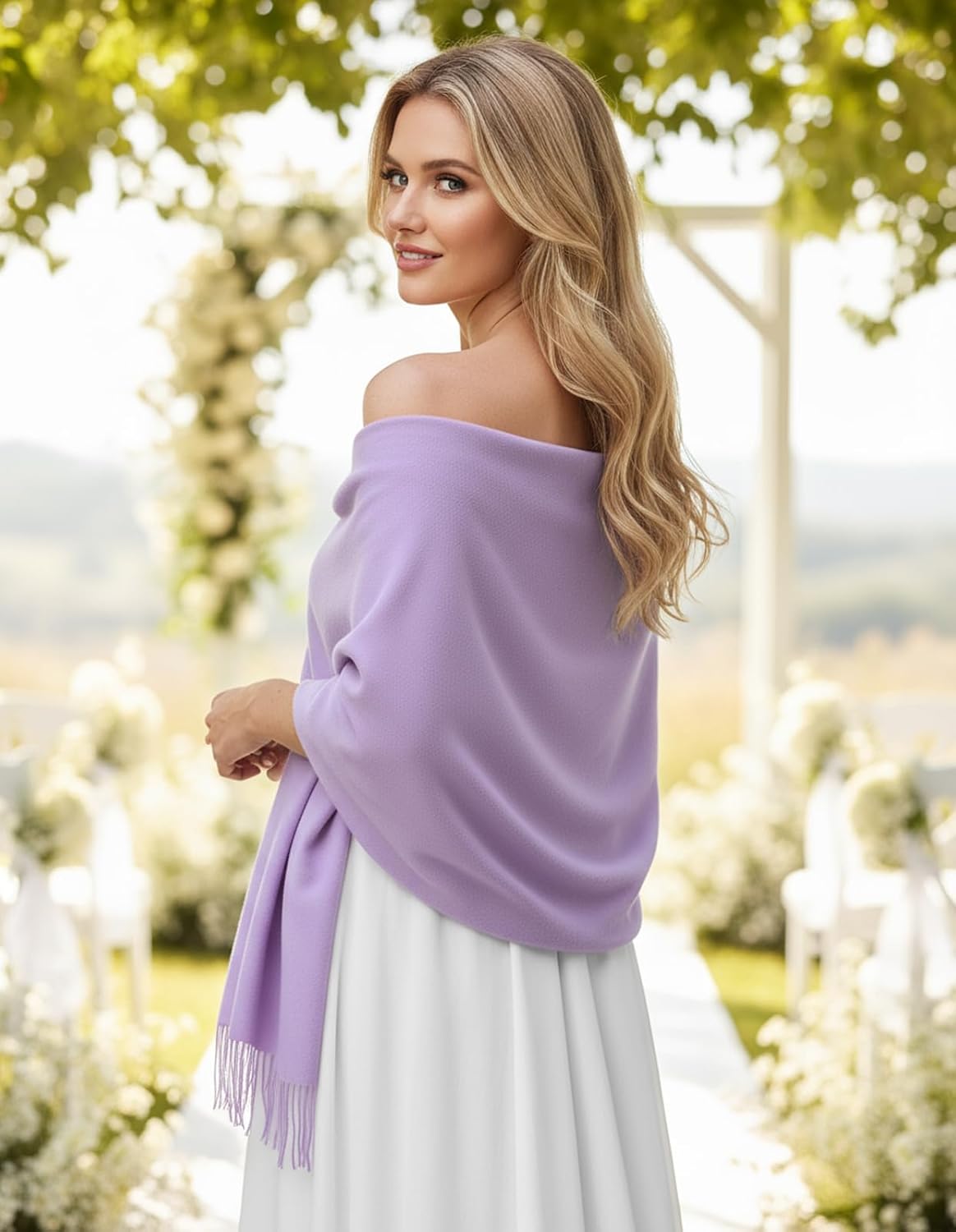 Women's Scarf Pashmina Shawls and Wraps for Evening Dress Wedding Bridal Bridesmaid Winter Warm Long Large Scarves - Colors B