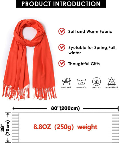 Women's Scarf Pashmina Shawls and Wraps for Evening Dress Wedding Bridal Bridesmaid Winter Warm Long Large Scarves - Colors B