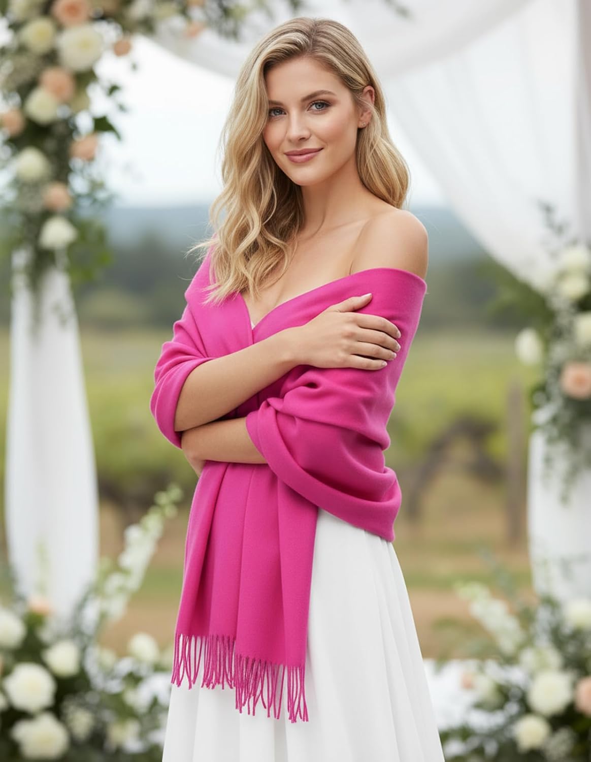 Women's Scarf Pashmina Shawls and Wraps for Evening Dress Wedding Bridal Bridesmaid Winter Warm Long Large Scarves - Colors B