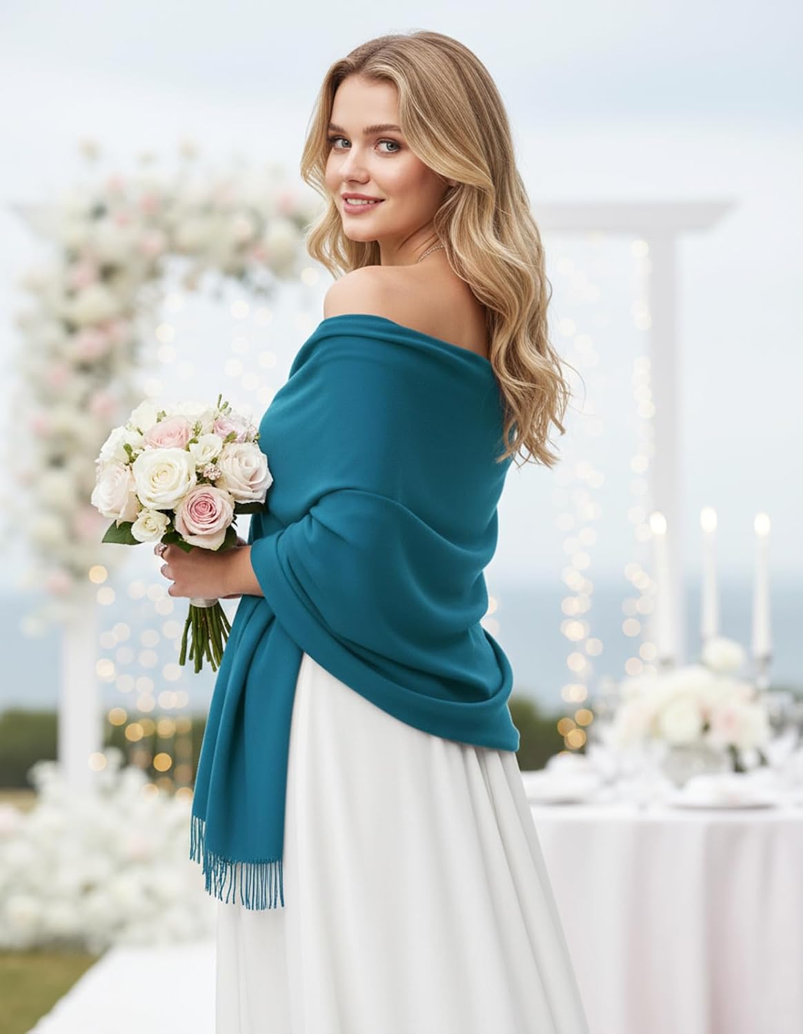 Women's Scarf Pashmina Shawls and Wraps for Evening Dress Wedding Bridal Bridesmaid Winter Warm Long Large Scarves - Colors B
