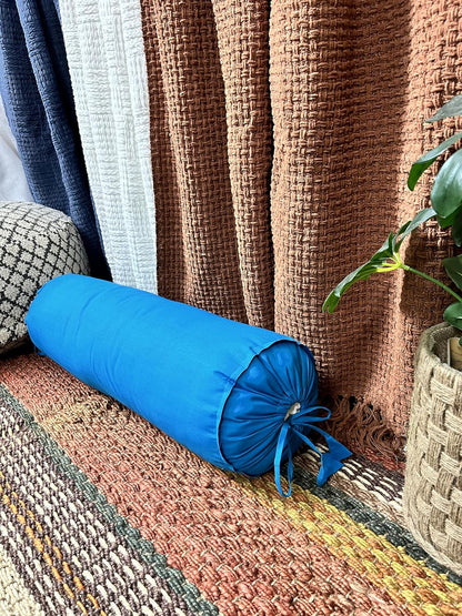 HANDICRAFTS Cotton 240TC - Bolster Cover Full Round Removable Cover for Neck Roll, Leg Rest,Yoga Practice, Meditation, Bed Sofa Couch (Turquoise Blue, 8"x24"(20 cm x 60 cm))