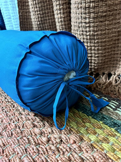 HANDICRAFTS Cotton 240TC - Bolster Cover Full Round Removable Cover for Neck Roll, Leg Rest,Yoga Practice, Meditation, Bed Sofa Couch (Turquoise Blue, 8"x24"(20 cm x 60 cm))