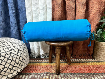 HANDICRAFTS Cotton 240TC - Bolster Cover Full Round Removable Cover for Neck Roll, Leg Rest,Yoga Practice, Meditation, Bed Sofa Couch (Turquoise Blue, 8"x24"(20 cm x 60 cm))