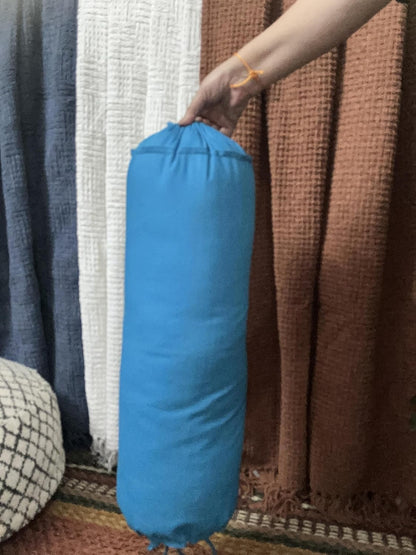 HANDICRAFTS Cotton 240TC - Bolster Cover Full Round Removable Cover for Neck Roll, Leg Rest,Yoga Practice, Meditation, Bed Sofa Couch (Turquoise Blue, 8"x24"(20 cm x 60 cm))