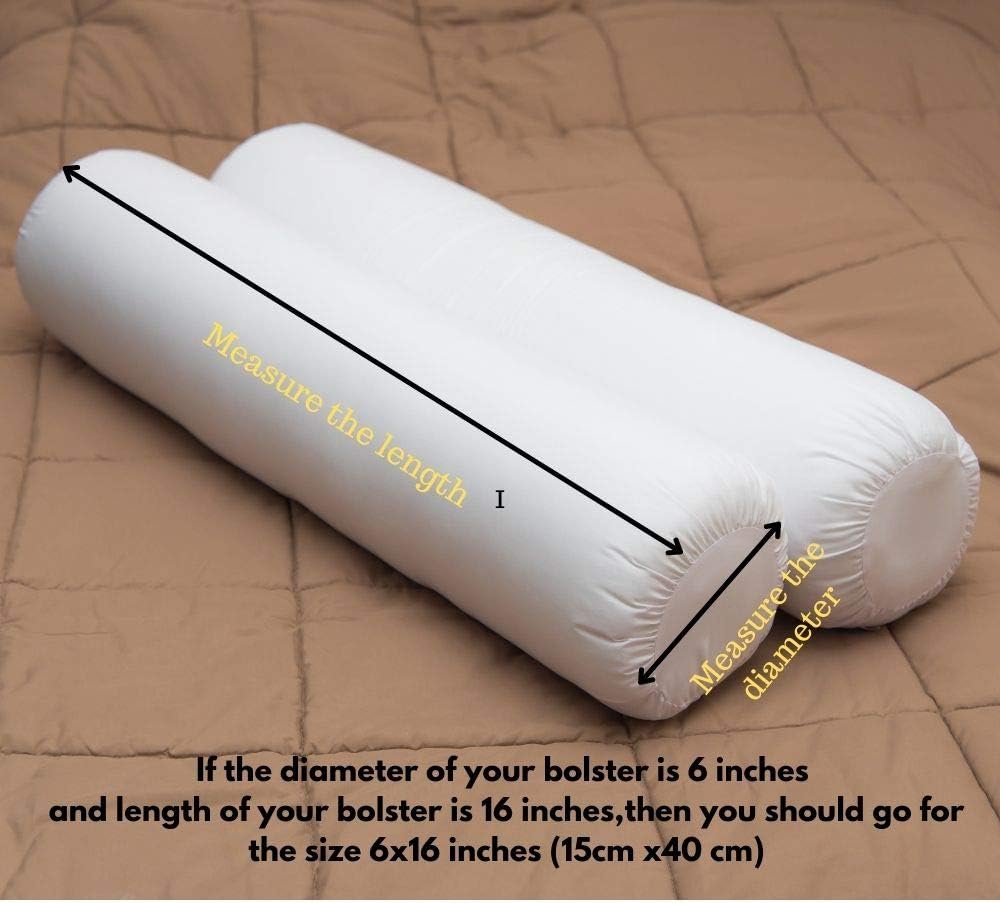 HANDICRAFTS Cotton 240TC - Bolster Cover Full Round Removable Cover for Neck Roll, Leg Rest,Yoga Practice, Meditation, Bed Sofa Couch (Turquoise Blue, 8"x24"(20 cm x 60 cm))