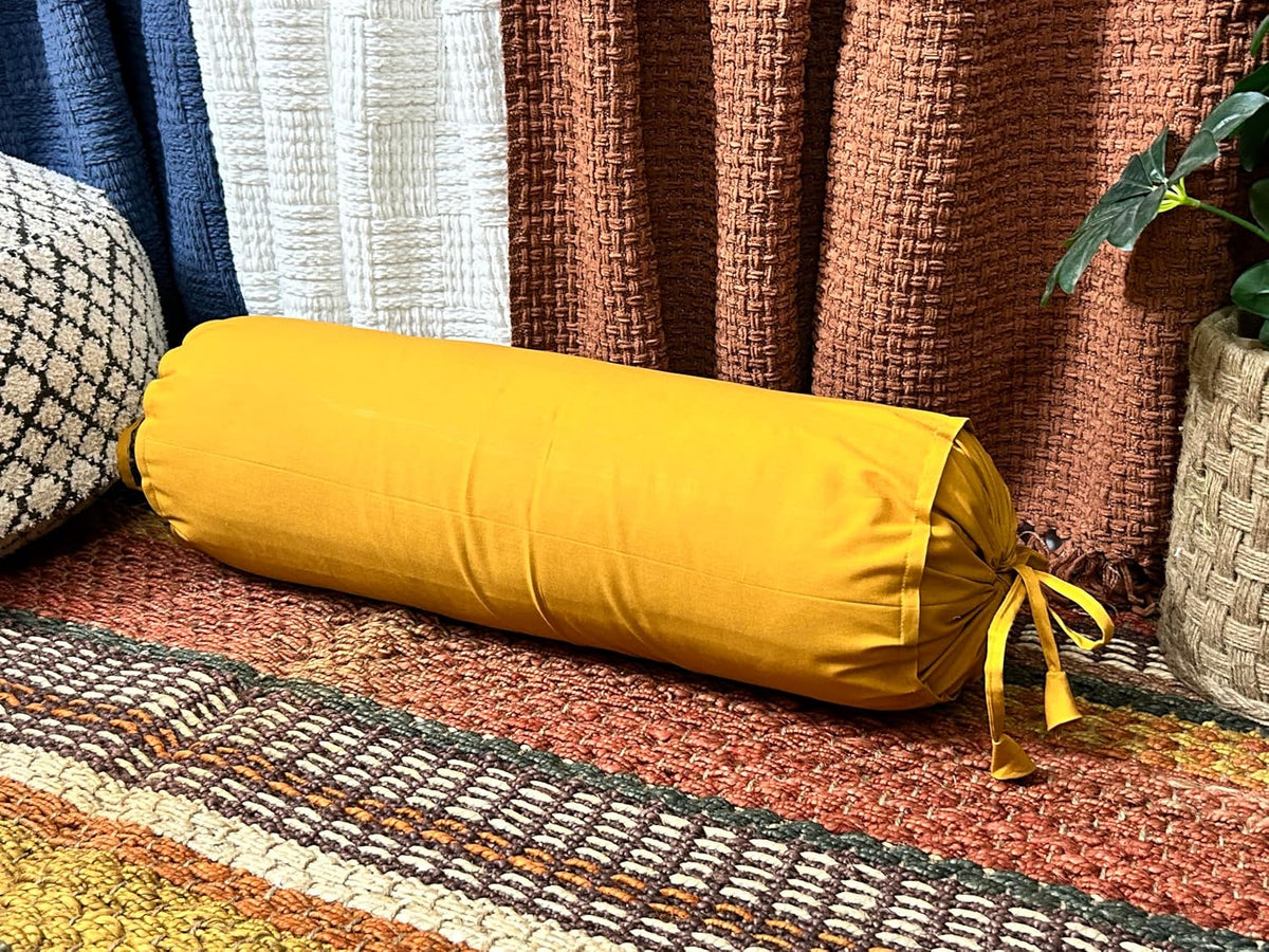 HANDICRAFTS Cotton 240TC - Bolster Cover Full Round Removable Cover for Neck Roll, Leg Rest,Yoga Practice, Meditation, Bed Sofa Couch (Turquoise Blue, 8"x24"(20 cm x 60 cm))