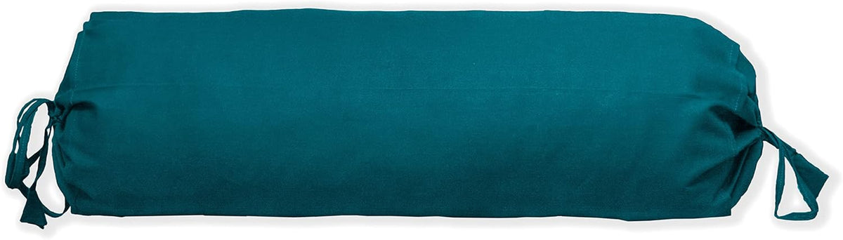 HANDICRAFTS Cotton 240TC - Bolster Cover Full Round Removable Cover for Neck Roll, Leg Rest,Yoga Practice, Meditation, Bed Sofa Couch (Turquoise Blue, 8"x24"(20 cm x 60 cm))