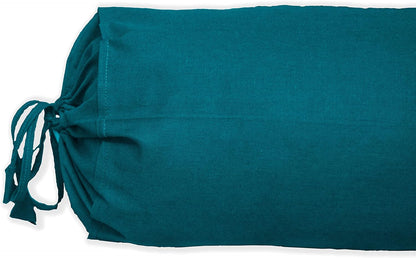 HANDICRAFTS Cotton 240TC - Bolster Cover Full Round Removable Cover for Neck Roll, Leg Rest,Yoga Practice, Meditation, Bed Sofa Couch (Turquoise Blue, 8"x24"(20 cm x 60 cm))