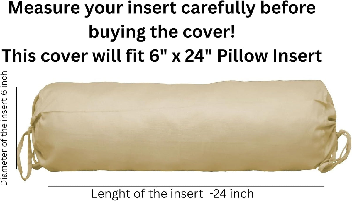 HANDICRAFTS Cotton 240TC - Bolster Cover Full Round Removable Cover for Neck Roll, Leg Rest,Yoga Practice, Meditation, Bed Sofa Couch (Turquoise Blue, 8"x24"(20 cm x 60 cm))