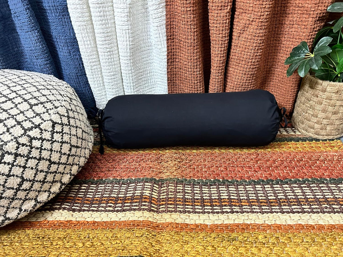 HANDICRAFTS Cotton 240TC - Bolster Cover Full Round Removable Cover for Neck Roll, Leg Rest,Yoga Practice, Meditation, Bed Sofa Couch (Turquoise Blue, 8"x24"(20 cm x 60 cm))