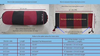 HANDICRAFTS Cotton 240TC - Bolster Cover Full Round Removable Cover for Neck Roll, Leg Rest,Yoga Practice, Meditation, Bed Sofa Couch (Turquoise Blue, 8"x24"(20 cm x 60 cm))