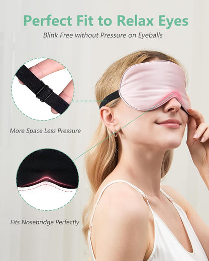 100% Mulberry Silk Sleep Mask, Light Blocking Eye Masks (2 Packs)