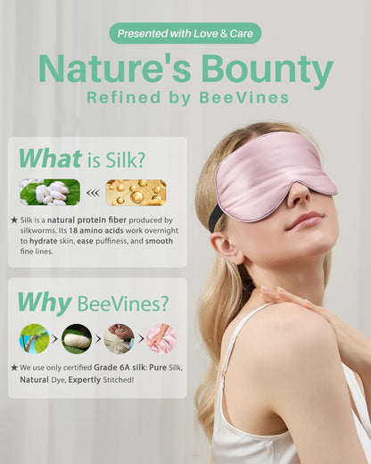 100% Mulberry Silk Sleep Mask, Light Blocking Eye Masks (2 Packs)