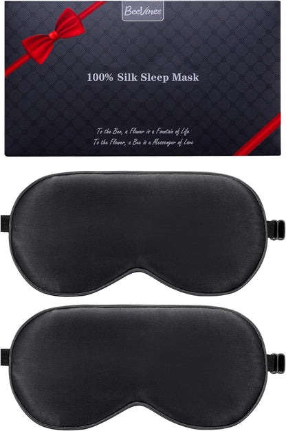 100% Mulberry Silk Sleep Mask, Light Blocking Eye Masks (2 Packs)