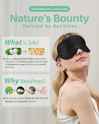 100% Mulberry Silk Sleep Mask, Light Blocking Eye Masks (2 Packs)