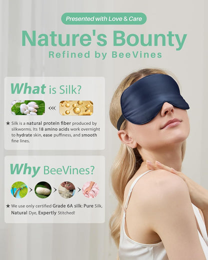 100% Mulberry Silk Sleep Mask, Light Blocking Eye Masks (2 Packs)