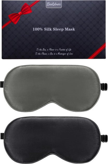 100% Mulberry Silk Sleep Mask, Light Blocking Eye Masks (2 Packs)