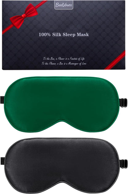 100% Mulberry Silk Sleep Mask, Light Blocking Eye Masks (2 Packs)