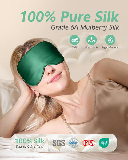 100% Mulberry Silk Sleep Mask, Light Blocking Eye Masks (2 Packs)