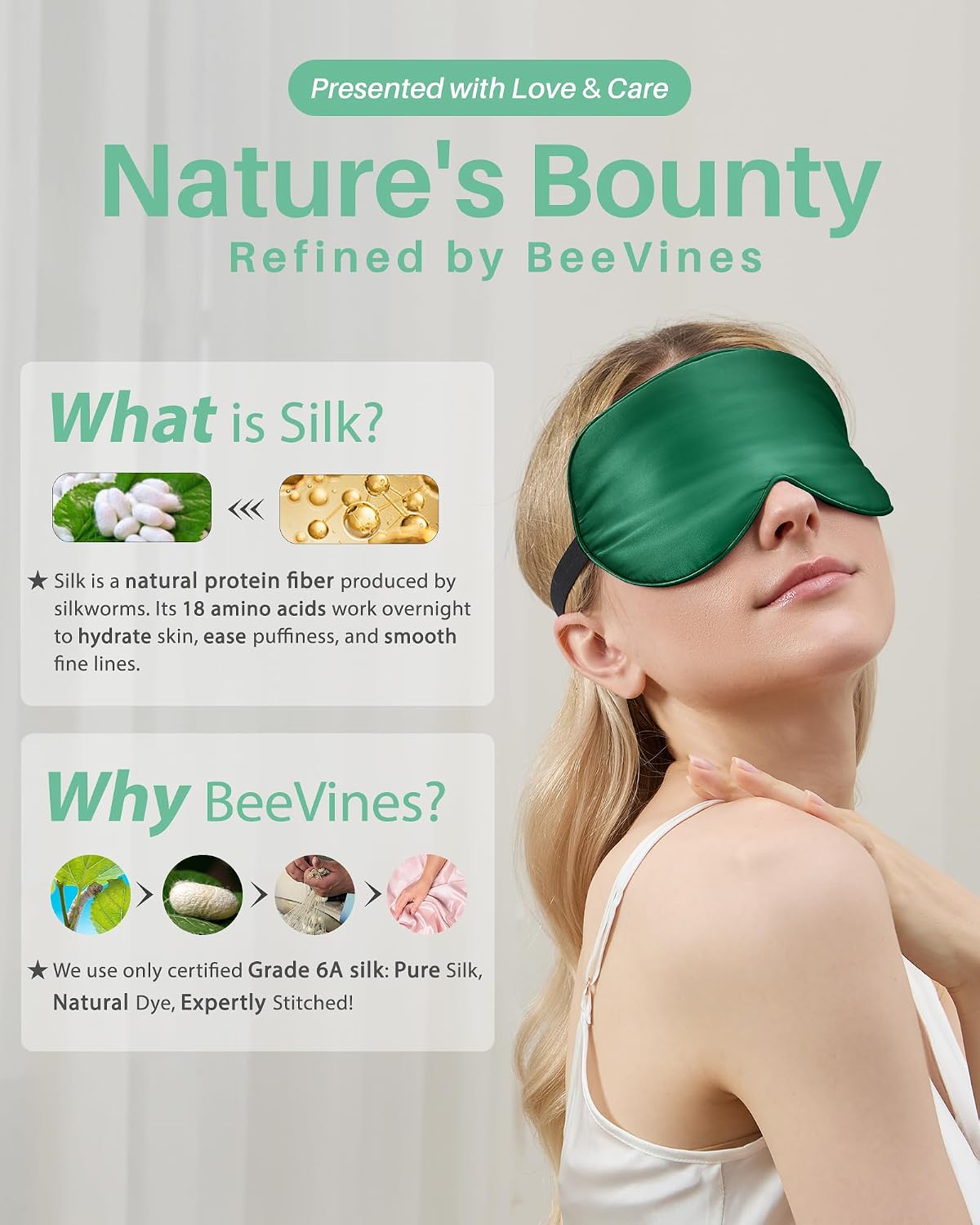 100% Mulberry Silk Sleep Mask, Light Blocking Eye Masks (2 Packs)