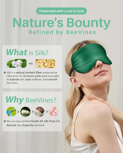 100% Mulberry Silk Sleep Mask, Light Blocking Eye Masks (2 Packs)