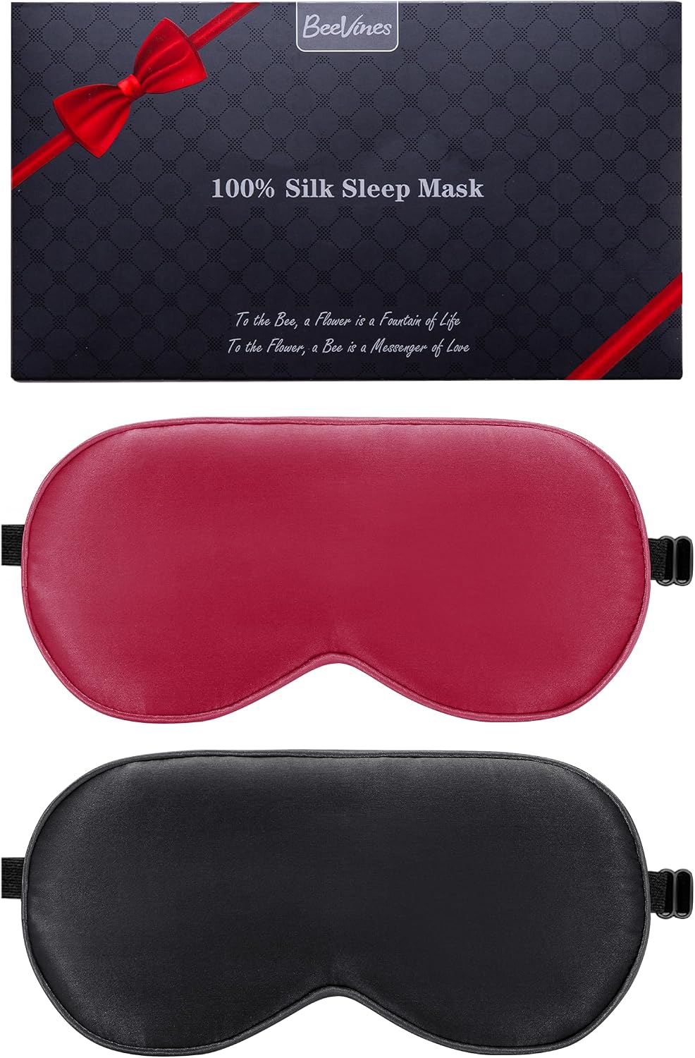 100% Mulberry Silk Sleep Mask, Light Blocking Eye Masks (2 Packs)