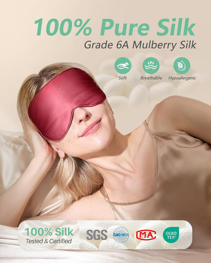 100% Mulberry Silk Sleep Mask, Light Blocking Eye Masks (2 Packs)