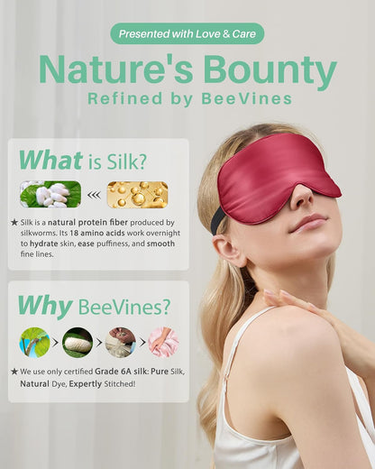 100% Mulberry Silk Sleep Mask, Light Blocking Eye Masks (2 Packs)