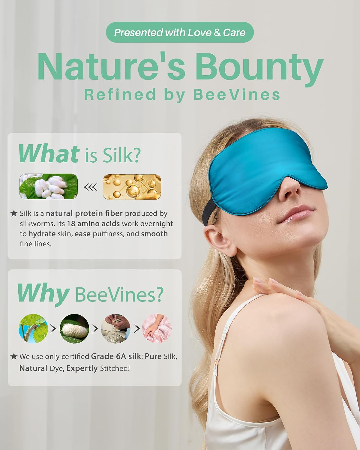 100% Mulberry Silk Sleep Mask, Light Blocking Eye Masks (2 Packs)