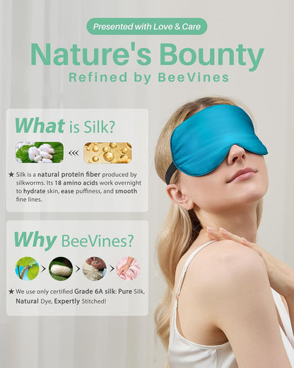 100% Mulberry Silk Sleep Mask, Light Blocking Eye Masks (2 Packs)
