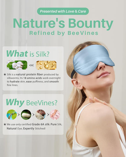 100% Mulberry Silk Sleep Mask, Light Blocking Eye Masks (2 Packs)