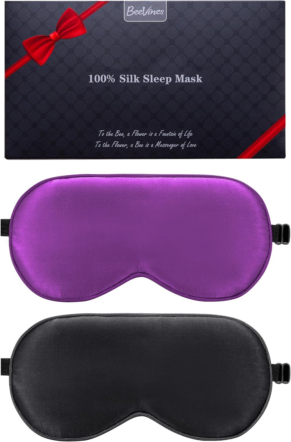 100% Mulberry Silk Sleep Mask, Light Blocking Eye Masks (2 Packs)