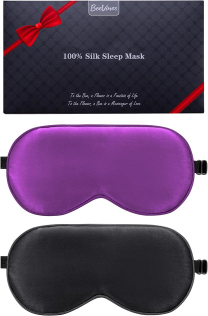100% Mulberry Silk Sleep Mask, Light Blocking Eye Masks (2 Packs)