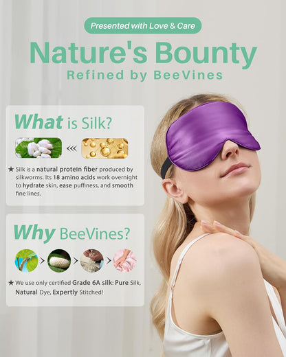 100% Mulberry Silk Sleep Mask, Light Blocking Eye Masks (2 Packs)