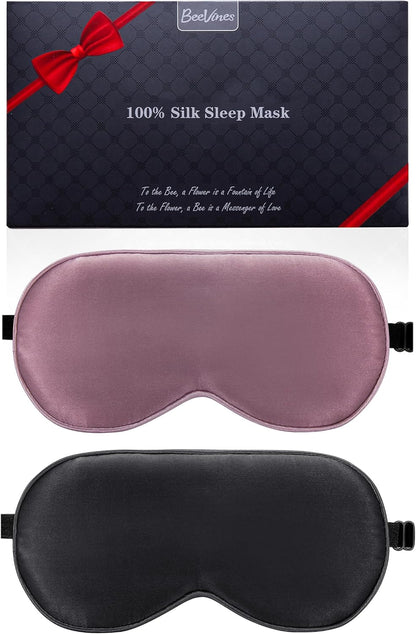 100% Mulberry Silk Sleep Mask, Light Blocking Eye Masks (2 Packs)