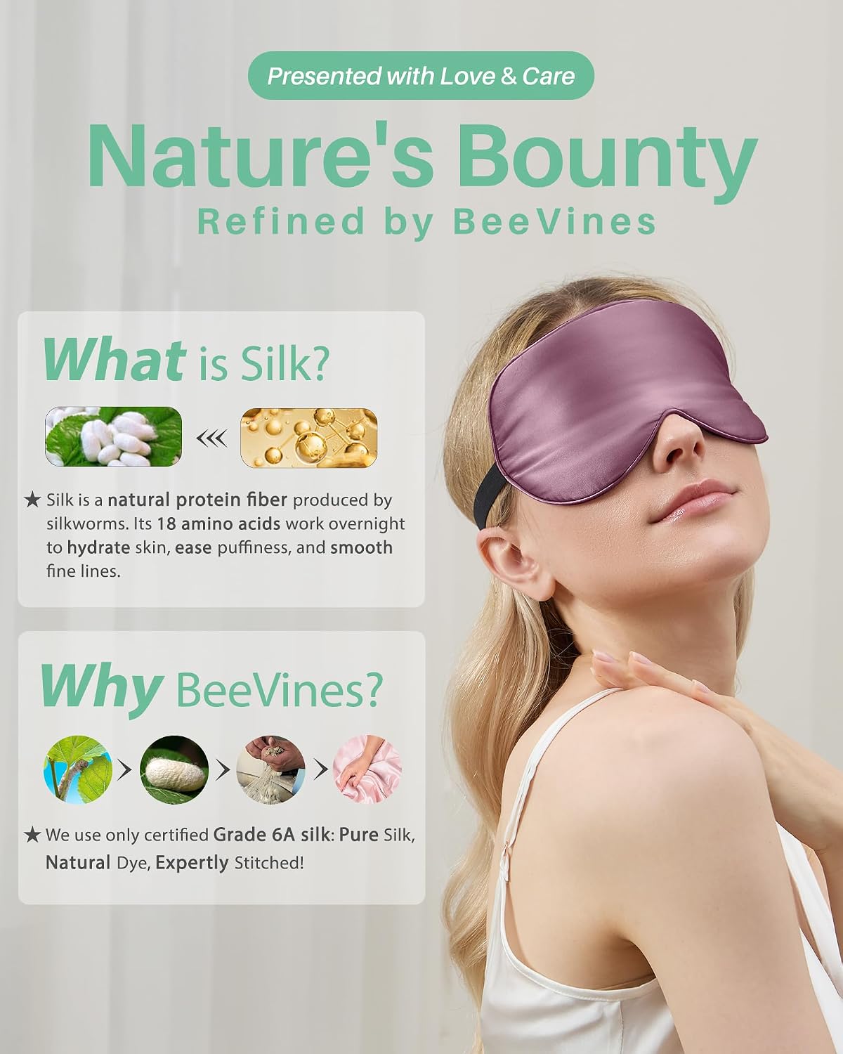 100% Mulberry Silk Sleep Mask, Light Blocking Eye Masks (2 Packs)