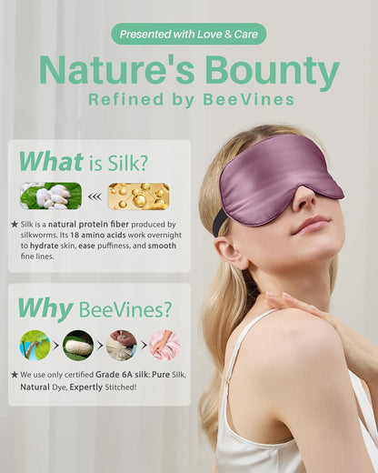100% Mulberry Silk Sleep Mask, Light Blocking Eye Masks (2 Packs)