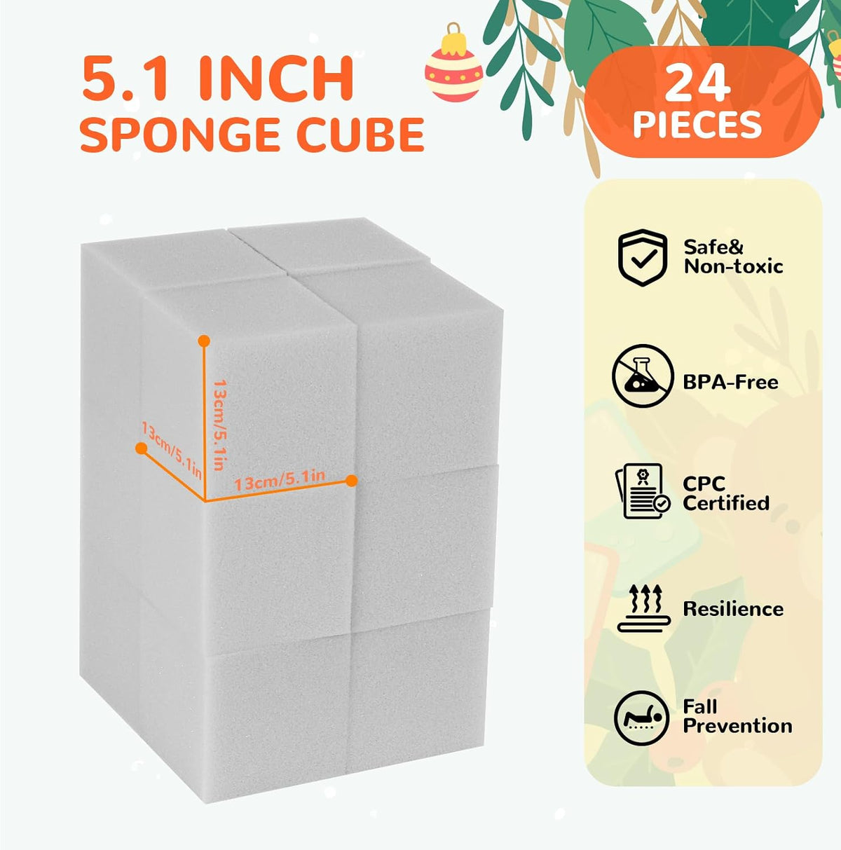 Foam Pit Blocks Foam Padding Sponge Pit Cubes Sponge Blocks for Amusement Park Gymnastics Freerunning and Parkour Courses - 24PCS 5" x 5" x 5" (Dark Blue)