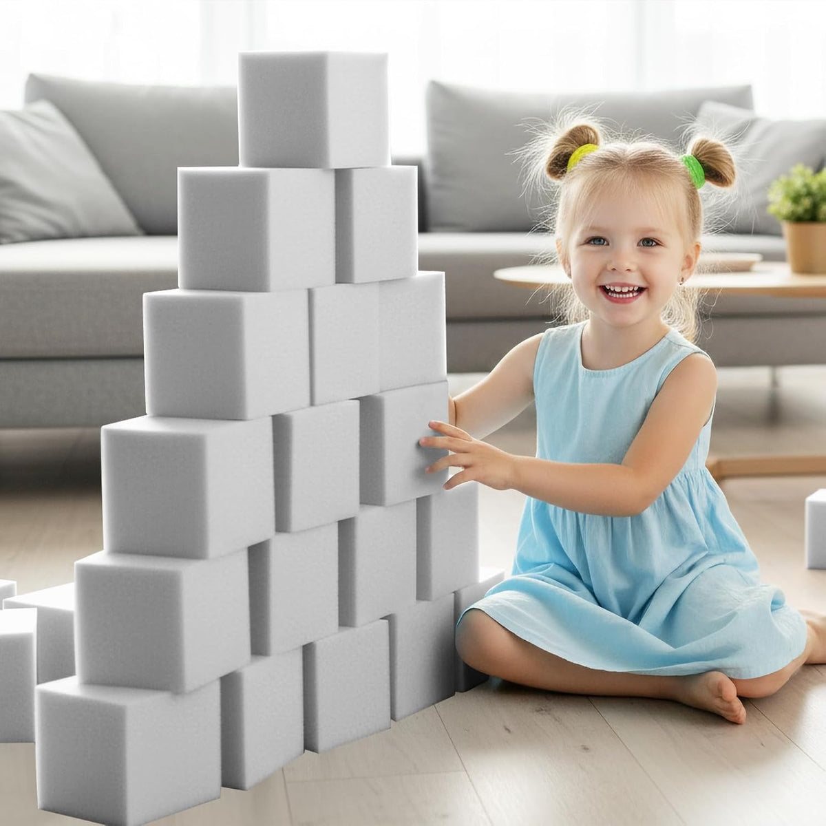 Foam Pit Blocks Foam Padding Sponge Pit Cubes Sponge Blocks for Amusement Park Gymnastics Freerunning and Parkour Courses - 24PCS 5" x 5" x 5" (Dark Blue)