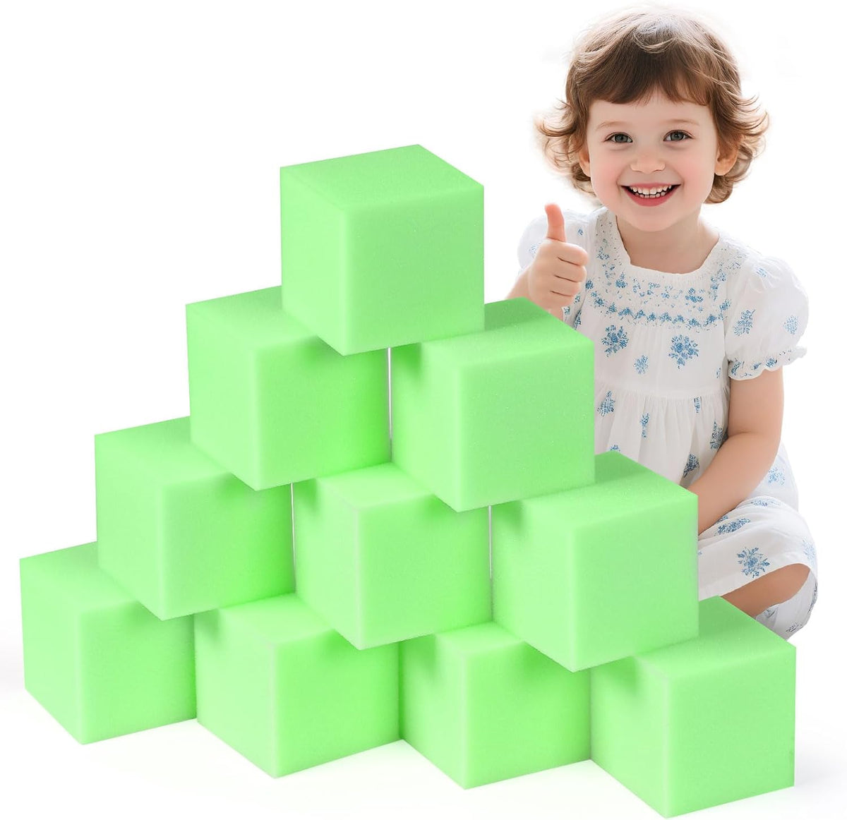 Foam Pit Blocks Foam Padding Sponge Pit Cubes Sponge Blocks for Amusement Park Gymnastics Freerunning and Parkour Courses - 24PCS 5" x 5" x 5" (Dark Blue)