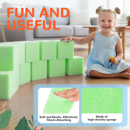 Foam Pit Blocks Foam Padding Sponge Pit Cubes Sponge Blocks for Amusement Park Gymnastics Freerunning and Parkour Courses - 24PCS 5" x 5" x 5" (Dark Blue)
