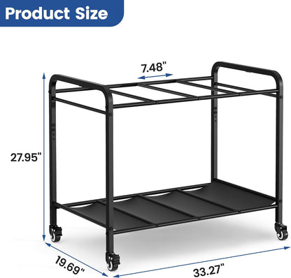 Heavy-Duty Rolling Yoga Mat Storage Cart, Holds 16+ Mats, Commercial-Grade Floor-Standing Metal Yoga Mat Rack for Gym,Fitness Classes, Yoga Studio & Home Gym, Black