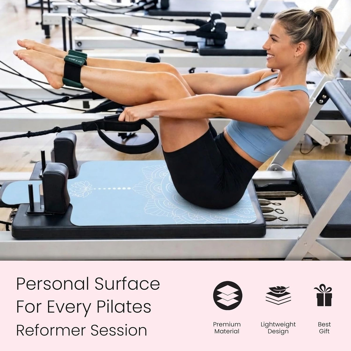 3-in-1 Set Pilates Reformer Mat Non Slip with Pilates Socks & Bag Set - Lightweight Pilates Reformer Cover - Pilates Mat For Reformer Machines, Pilates Reformer Towel, Reformer Mat Cover