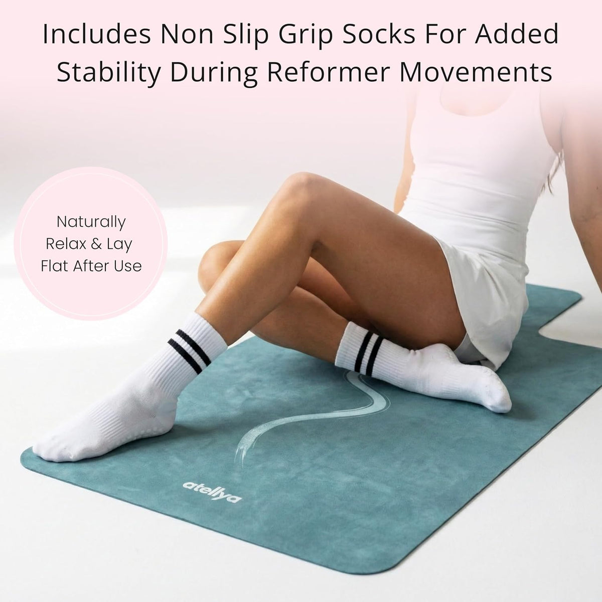 3-in-1 Set Pilates Reformer Mat Non Slip with Pilates Socks & Bag Set - Lightweight Pilates Reformer Cover - Pilates Mat For Reformer Machines, Pilates Reformer Towel, Reformer Mat Cover