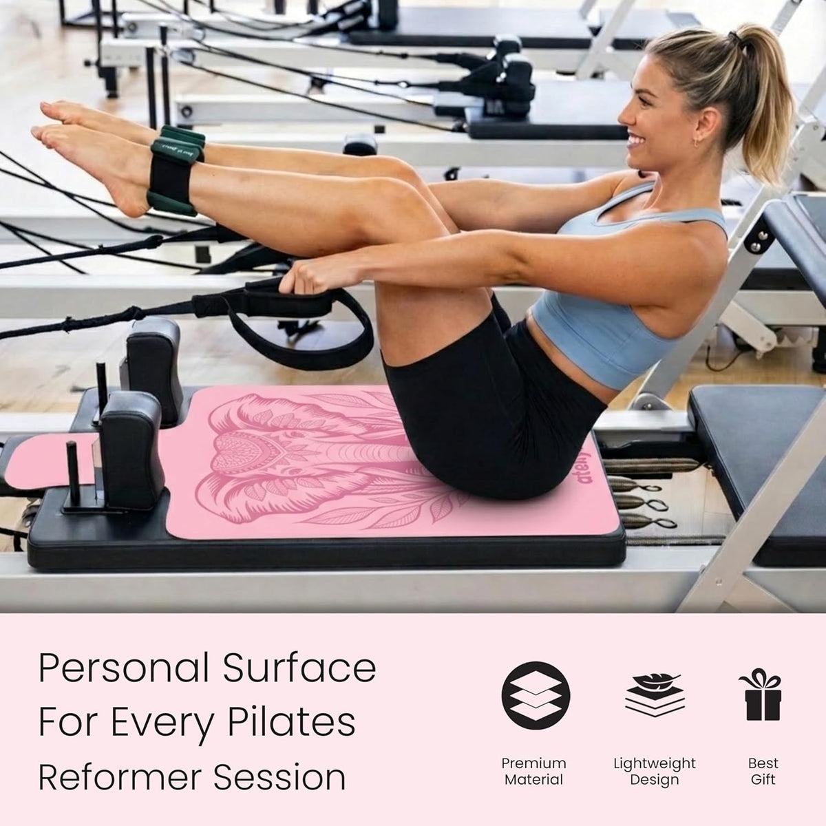 3-in-1 Set Pilates Reformer Mat Non Slip with Pilates Socks & Bag Set - Lightweight Pilates Reformer Cover - Pilates Mat For Reformer Machines, Pilates Reformer Towel, Reformer Mat Cover
