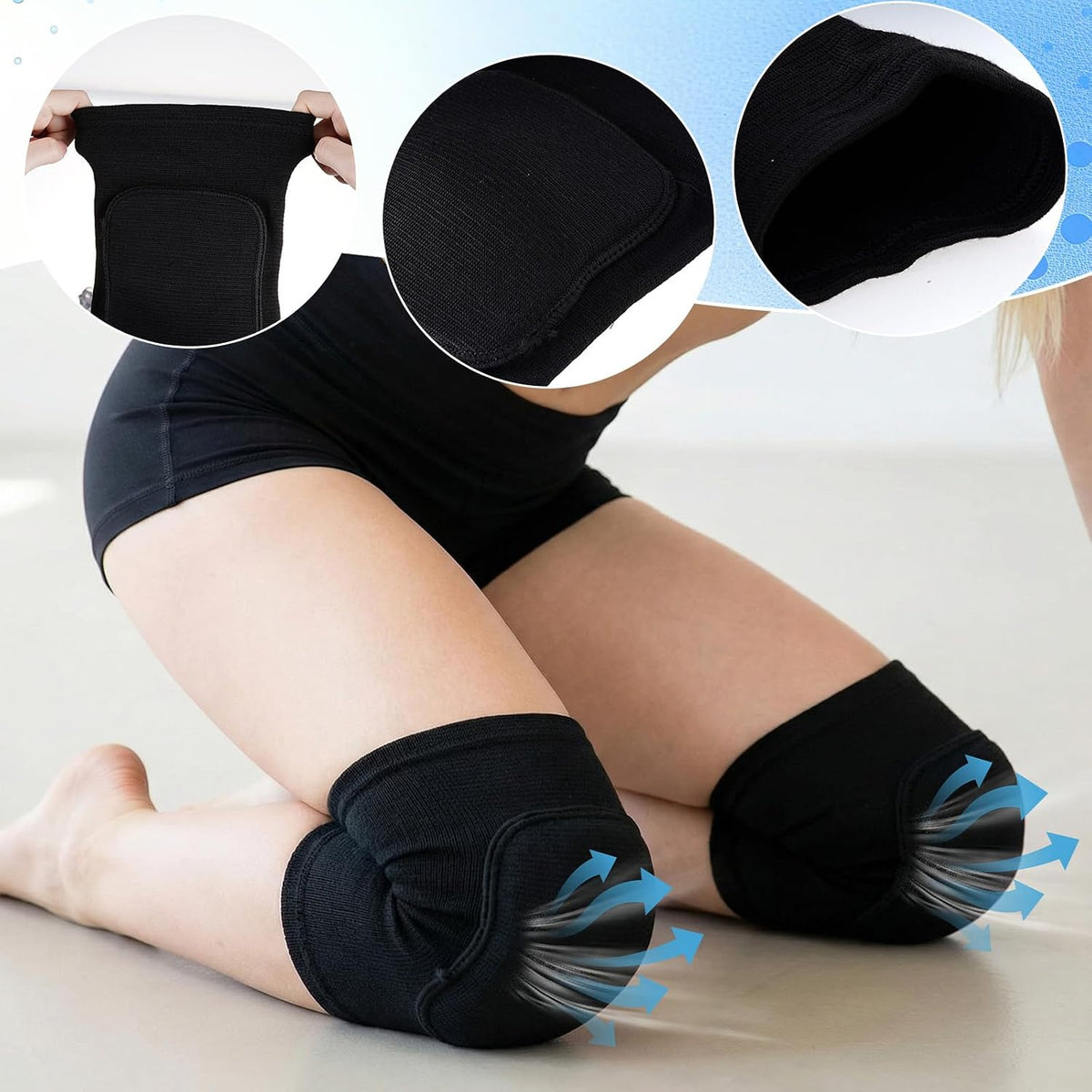 2 Pairs Knee Pads, Soft Breathable Knee Pads for Men Women Knees Protective, Knee Brace for Volleyball Football Basketball Cheerleading Dance Yoga Tennis Running Cycling Workout Climbing（Medium）