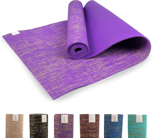 Jute Yoga Mat, High Performance Vegan Floor Exercise Mat, Eco Friendly Biodegradable Yoga Mat with PVC Backing,72" x 24", 0.2" Thickness