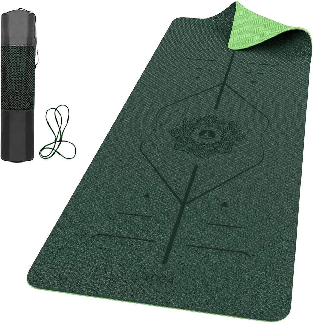 Pro Yoga Mat With Alignment Lines, 6Mm Thick Non-Slip Exercise Mat