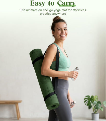 Pro Yoga Mat With Alignment Lines, 6Mm Thick Non-Slip Exercise Mat